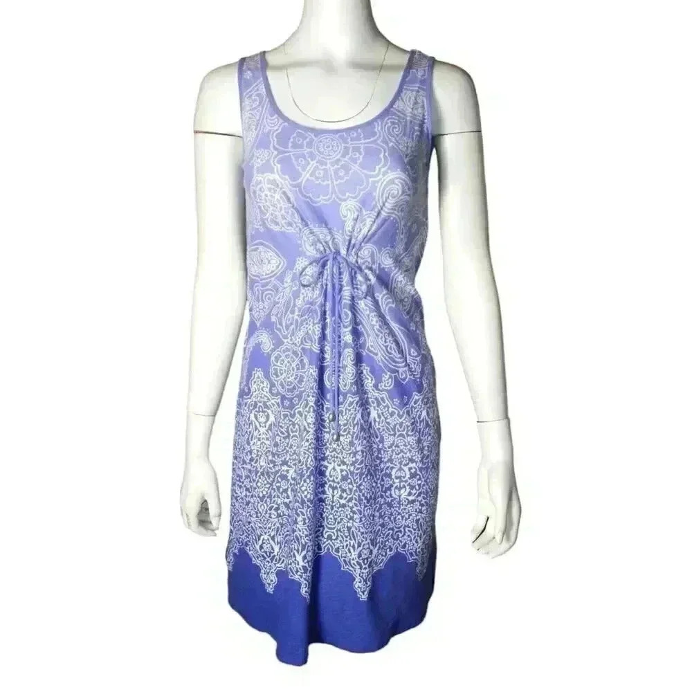 Tommy Bahama Floral Paisley Cover Up Dress Size XS Purple Tie Waist Scoop Neck